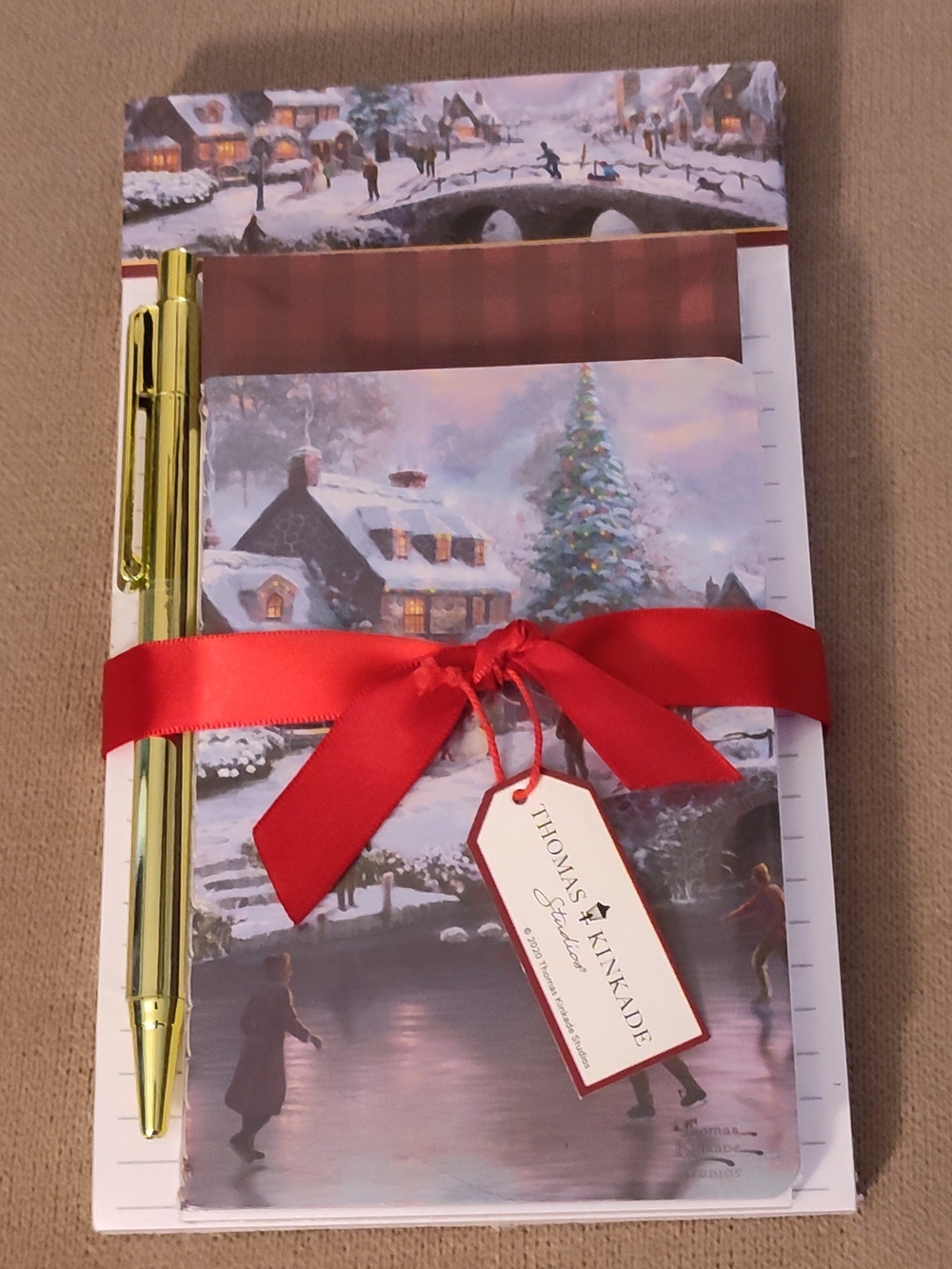 Thomas Kinkade Holiday Notebook Set with Red Ribbon